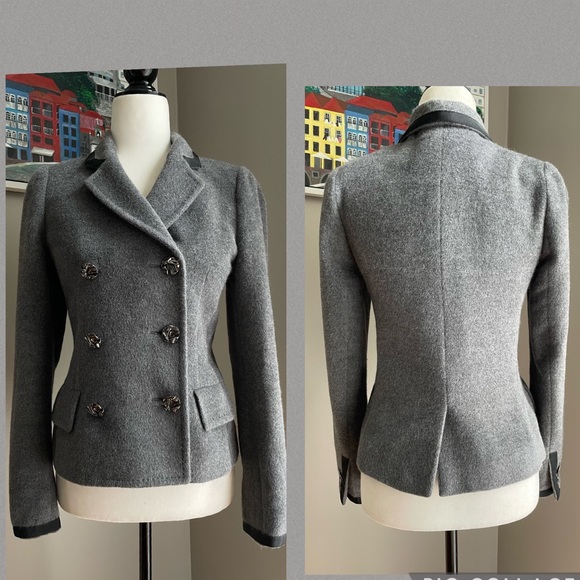 Double-Breasted Contrast Trim Blazer